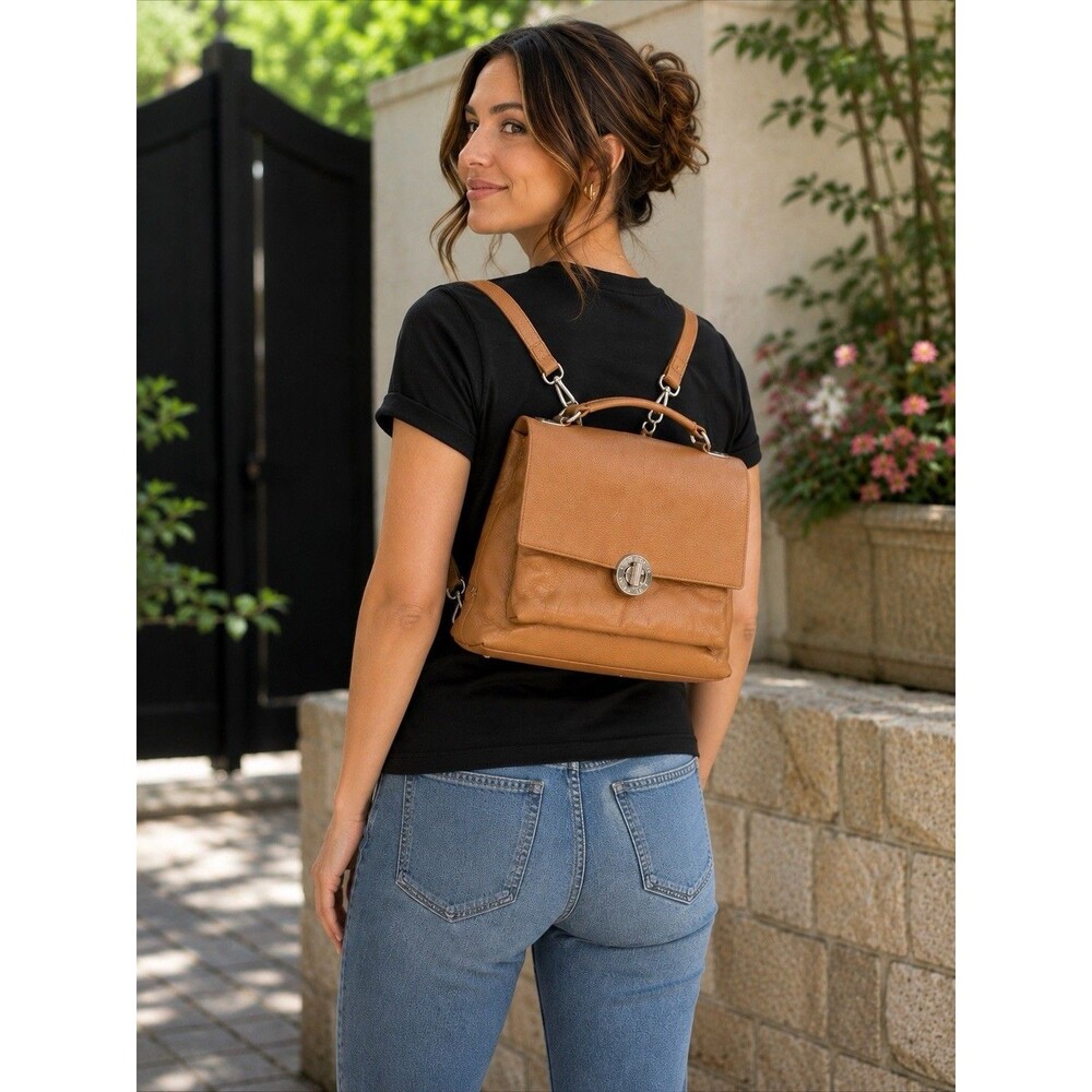 Cole Haan Grand Ambition 4-In-1 Convertible Backpack Satchel In Pecan Leather